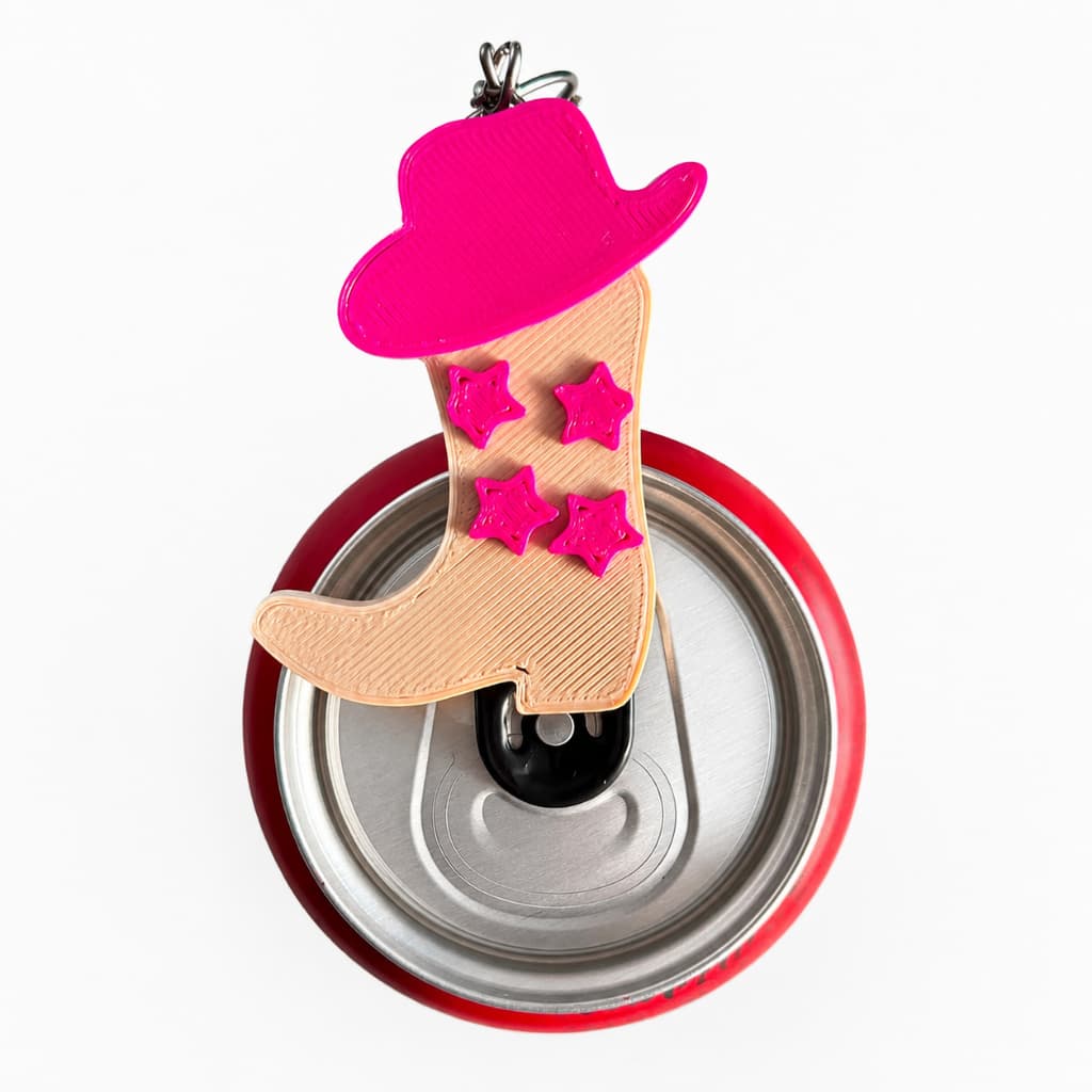 Chaveiro Abridor de Latas Bota Country Protege as Unhas Cowgirl Sertanejo Impressão 3D Brinde Presente Manicure Nail