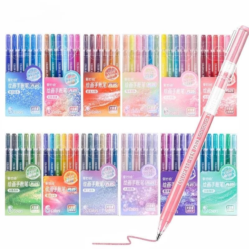 6/12/24/36 PCS Canetas Gel Glitter Metálicas 6/36 Cores Ponta 1.0mm Tinta Super Brilhante Opaca