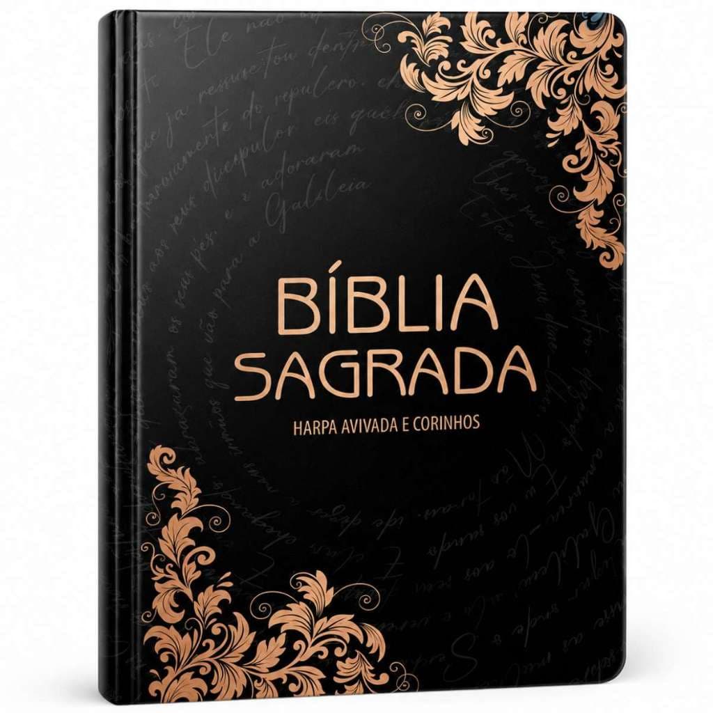 Bíblia Sagrada ARC Letra Gigante Capa Arabesco Bronze com Harpa