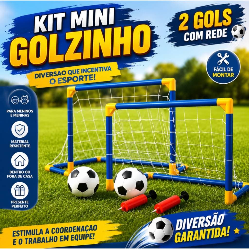 Kit Futebol Infantil Golzinho Completo Mini Trave Com Rede Bola Bomba Brinquedo Crianças Presente