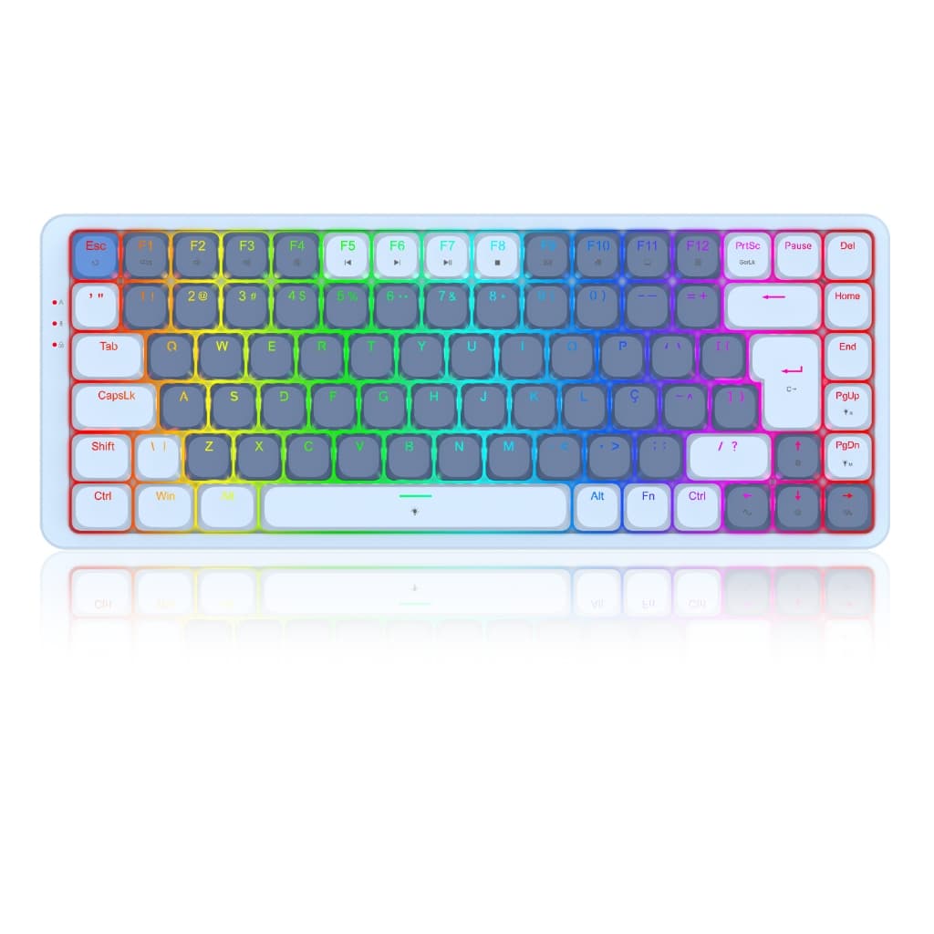 TECLADO MECANICO GAMER VILI WIRED LOW-PROFILE RGB AZUL SWITCH MARROM ABNT2