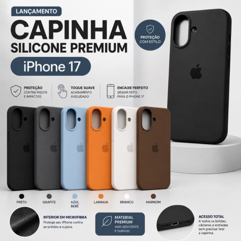 Capinha Silicone iPhone 17 - Capinha Magnética iPhone 17-Película Cerâmica
