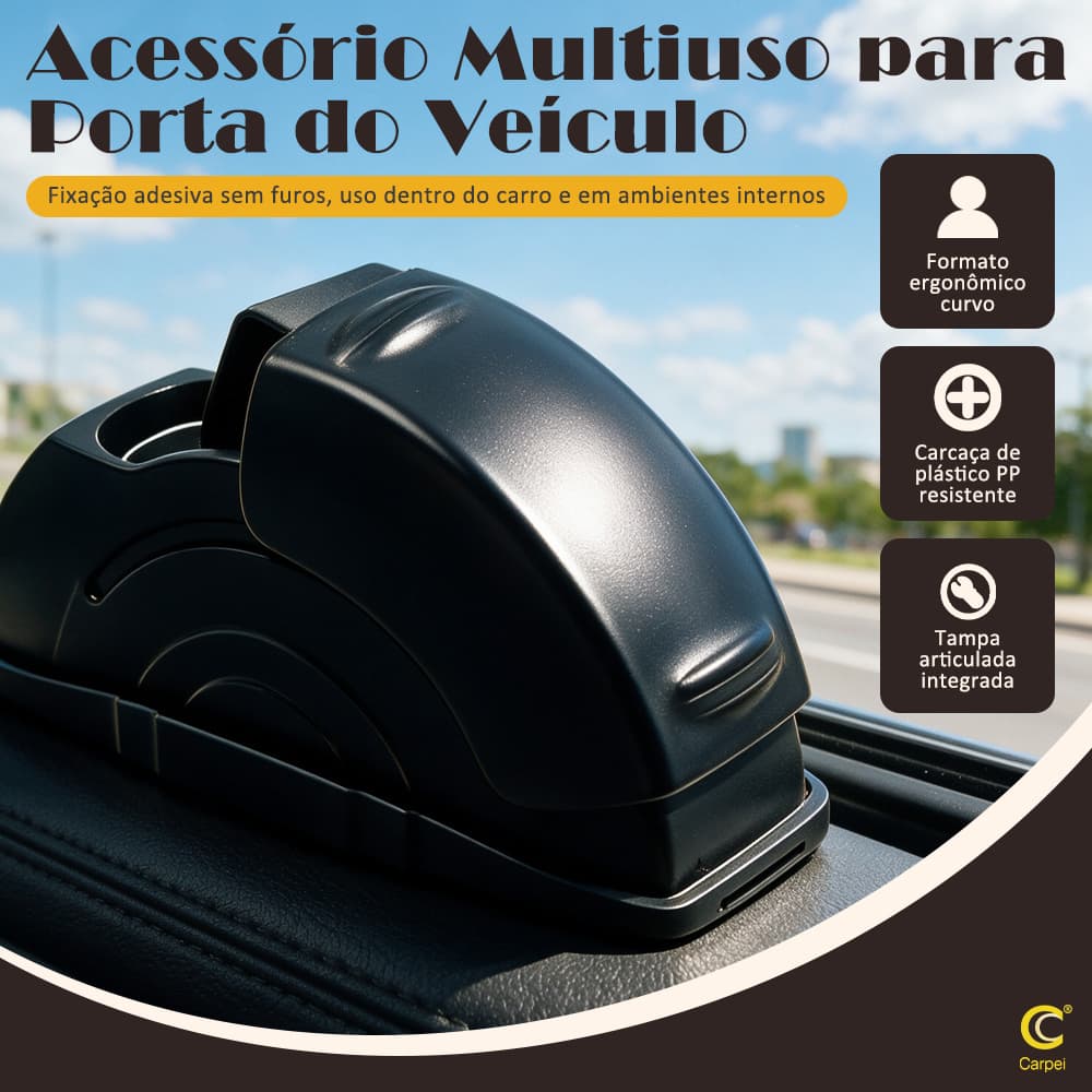 Mini Lixeira Acessório Automotivo de Porta Compacto com Tampa Organizador Multiuso para Carro Fácil Instalação