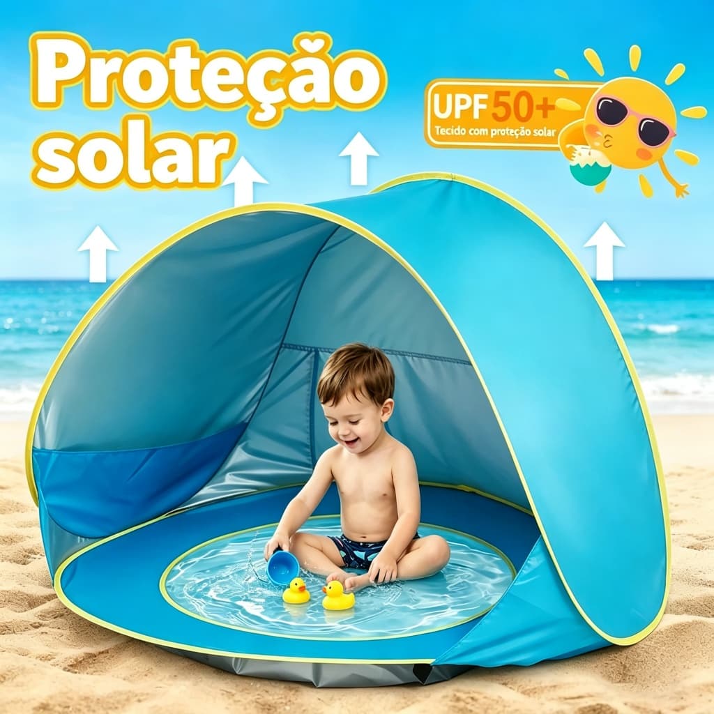 Tenda Barraca De Praia Com Piscina Infantil Bebê Proteção Solar UV