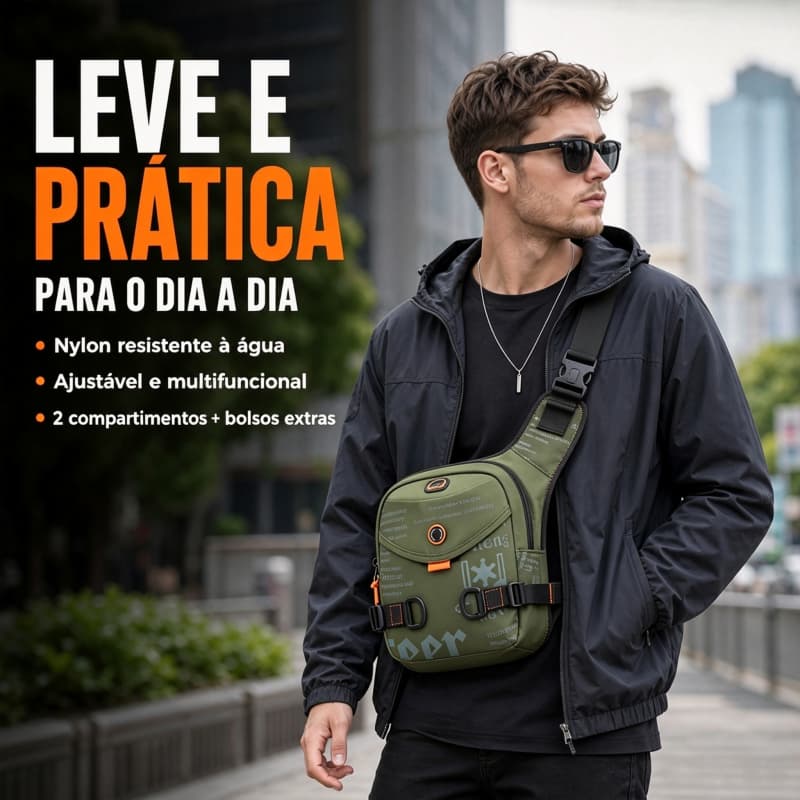 Bolsa de Peito Masculina Multifuncional Resistente, Bolsa Transversal Casual para Passeios, Trabalho e Atividades