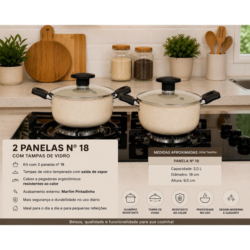 2 Panelas n°18 - Média na cor marfim VRO Assadeiras Prime