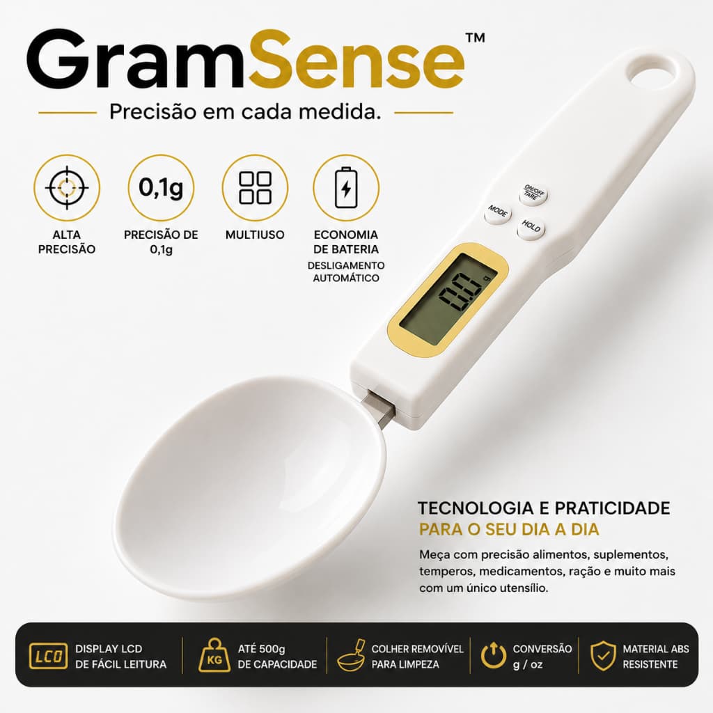 Colher Balança Digital LCD 500g 0,1g Alta Precisão Medidora Whey Tempero Ração Cozinha Multiuso