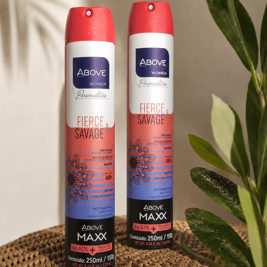 PROMOÇÃO Kit Antitranspirante Above Maxx Women Fierce&Savage Jato Seco Proteção  48h 250ml