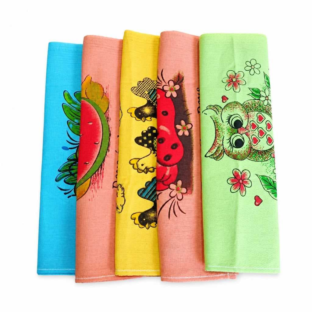 Kit 03 ou 05 Panos de Prato Colorido Estampado 100% Algodão 45x75cm Estampas Sortidas Alta Absorção Cozinha Louça