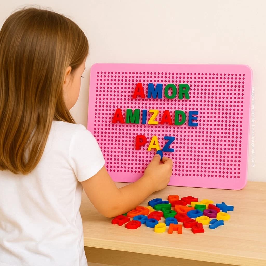 Quadro Infantil Educativo Peças Montar Letras Numeros
