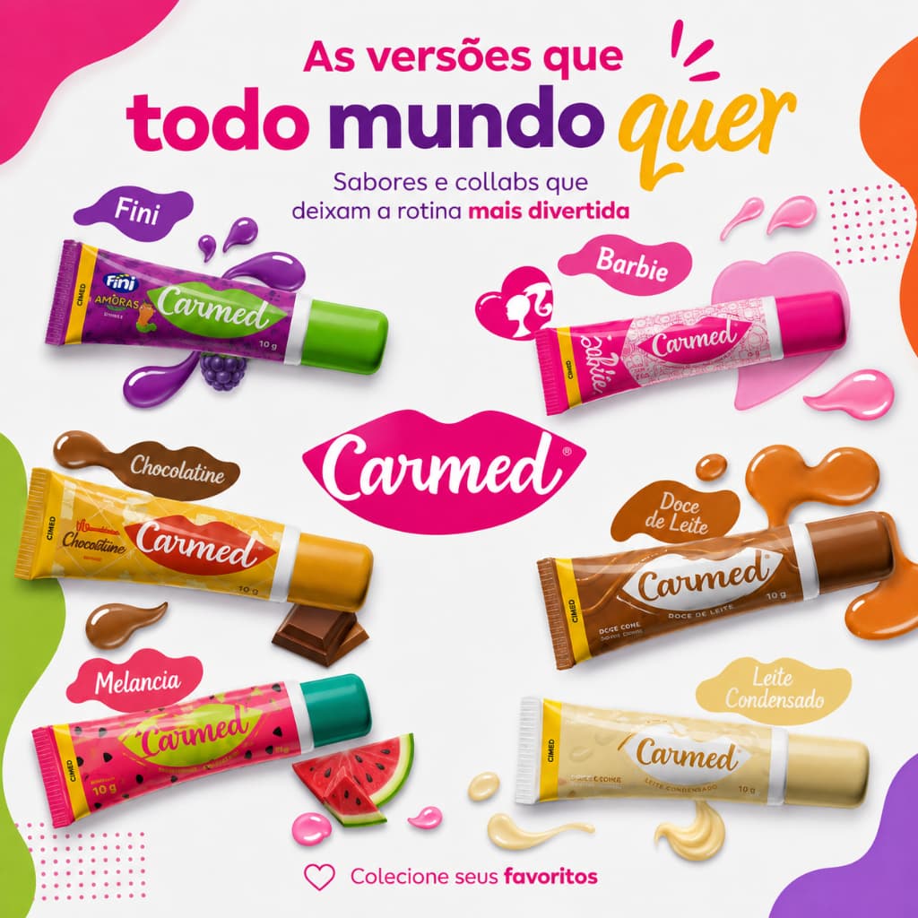 Carmed Hidratante Batom Labial Macio Saudavel Labios Secos Sabores 10g