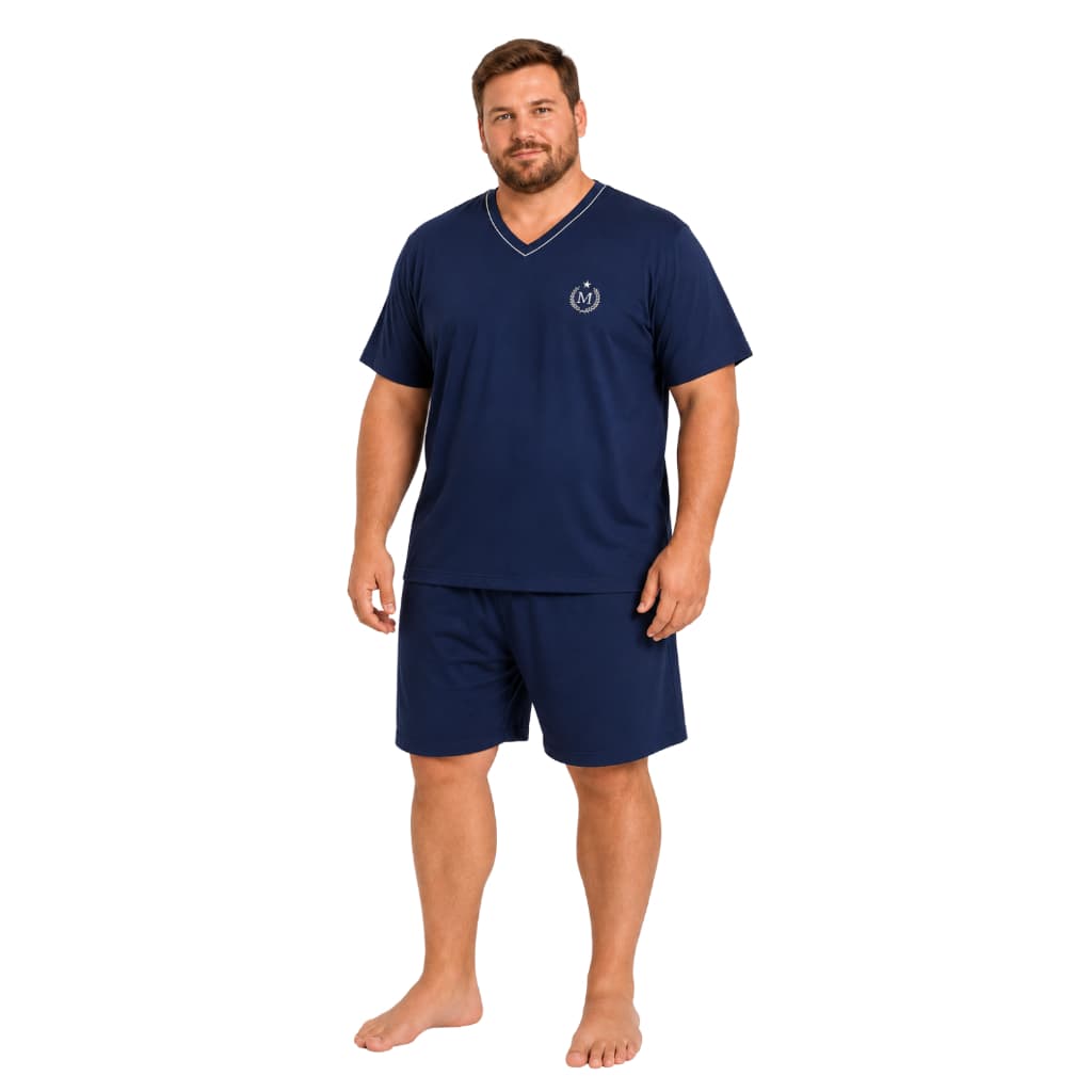 Pijama Masculino Extra Grande Curto Camisa E Short Plus Size Verão Promoção
