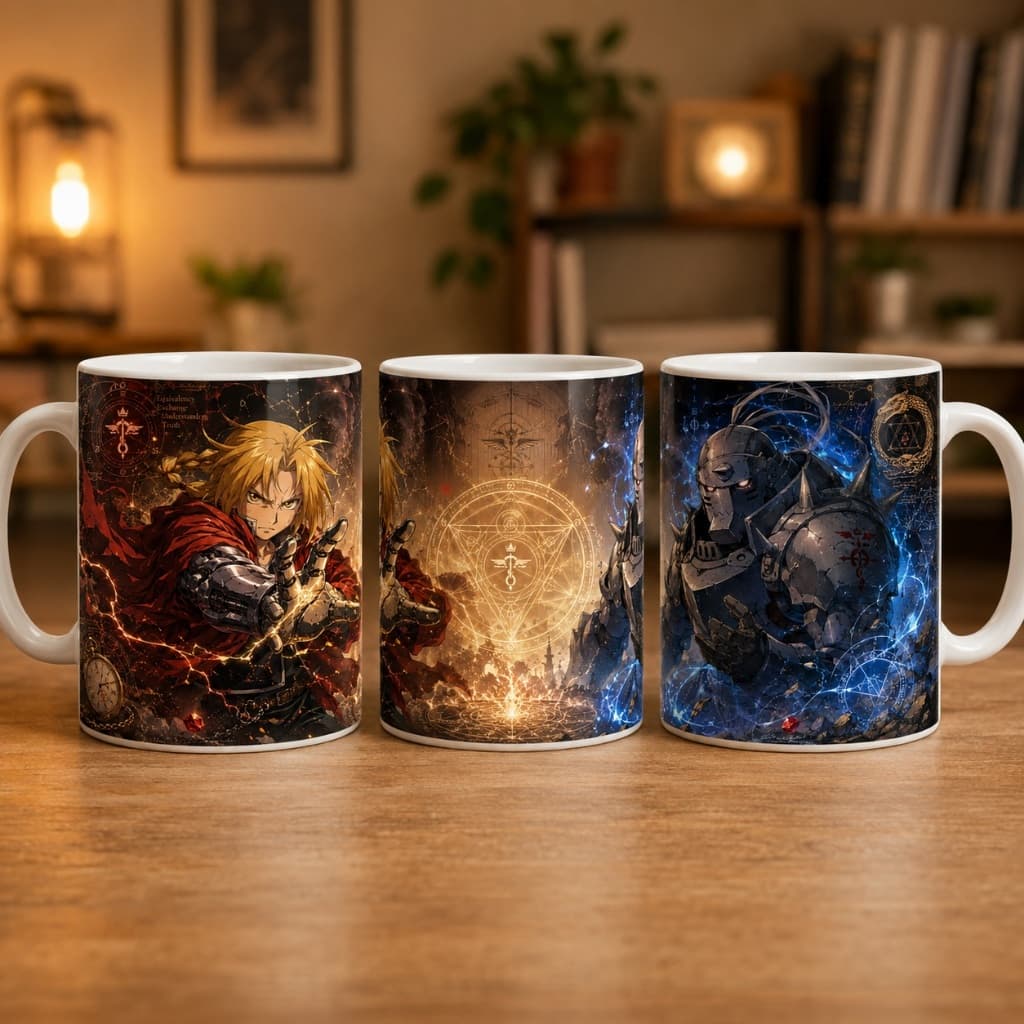 Caneca Fullmetal Alchemist 325ml – Edward e Alphonse Elric | Estampa Anime em Porcelana