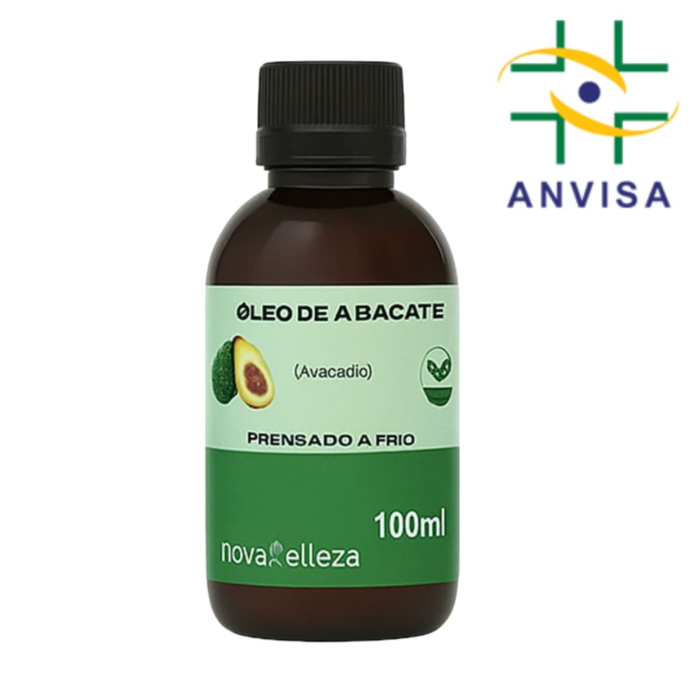 Óleo de Abacate 100% Puro para Umectação Capilar e Hidratação da Pele 100ml Novabelleza