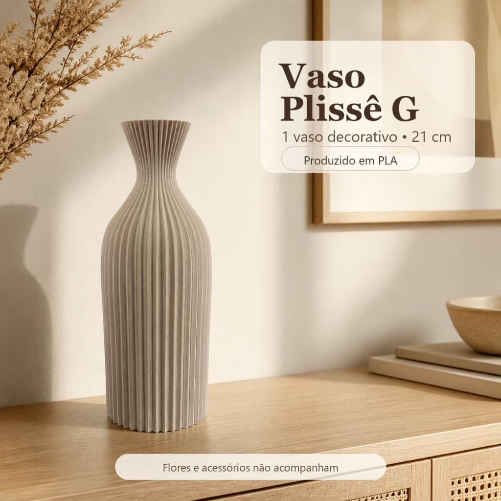 Vaso Decorativo Plissê G 21cm Cachepot Moderno Para Sala Aparador Rack