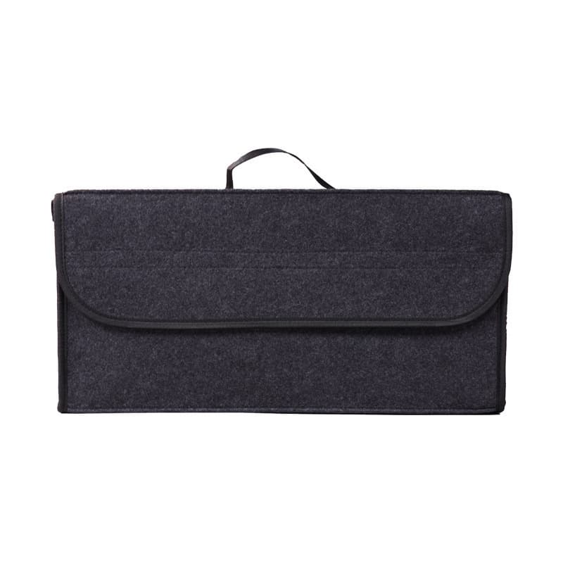 Bolsa Organizadora de Feltro Cinza Escuro para Porta-Malas de Carro 50x15x24cm Com Alça de Transporte Resistente