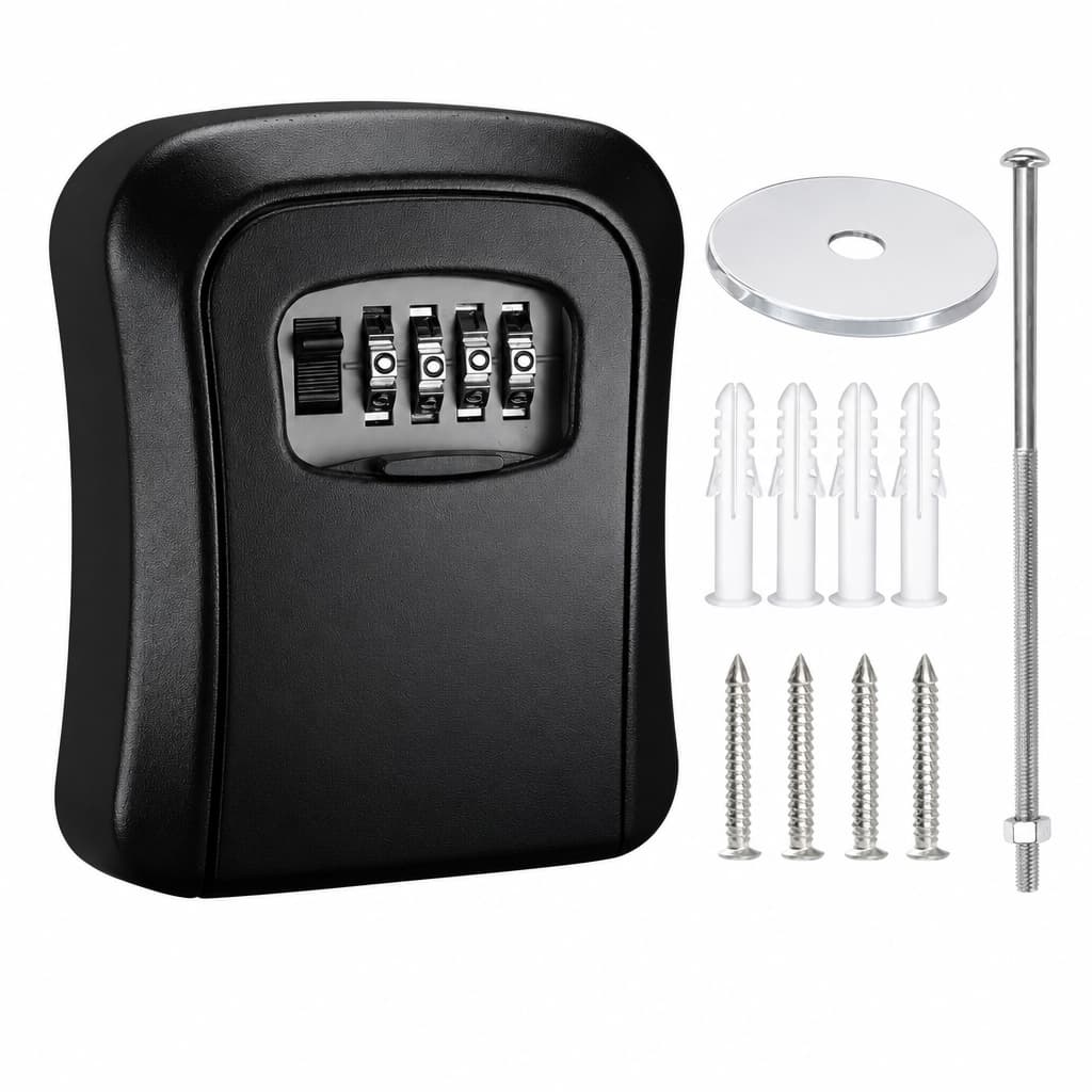 Cofre Guarda Chave Montável na Parede Senha 4 Dígitos com Kit Fixação para Casa, Imobiliária e Airbnb