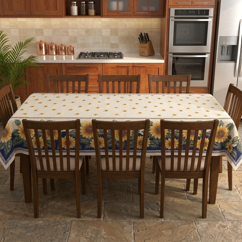 Toalha Forro de Mesa Linho Premium Retangular Girassol 06 Lugares 2,20 X 1,50 para Sala, Cozinha e Áreas