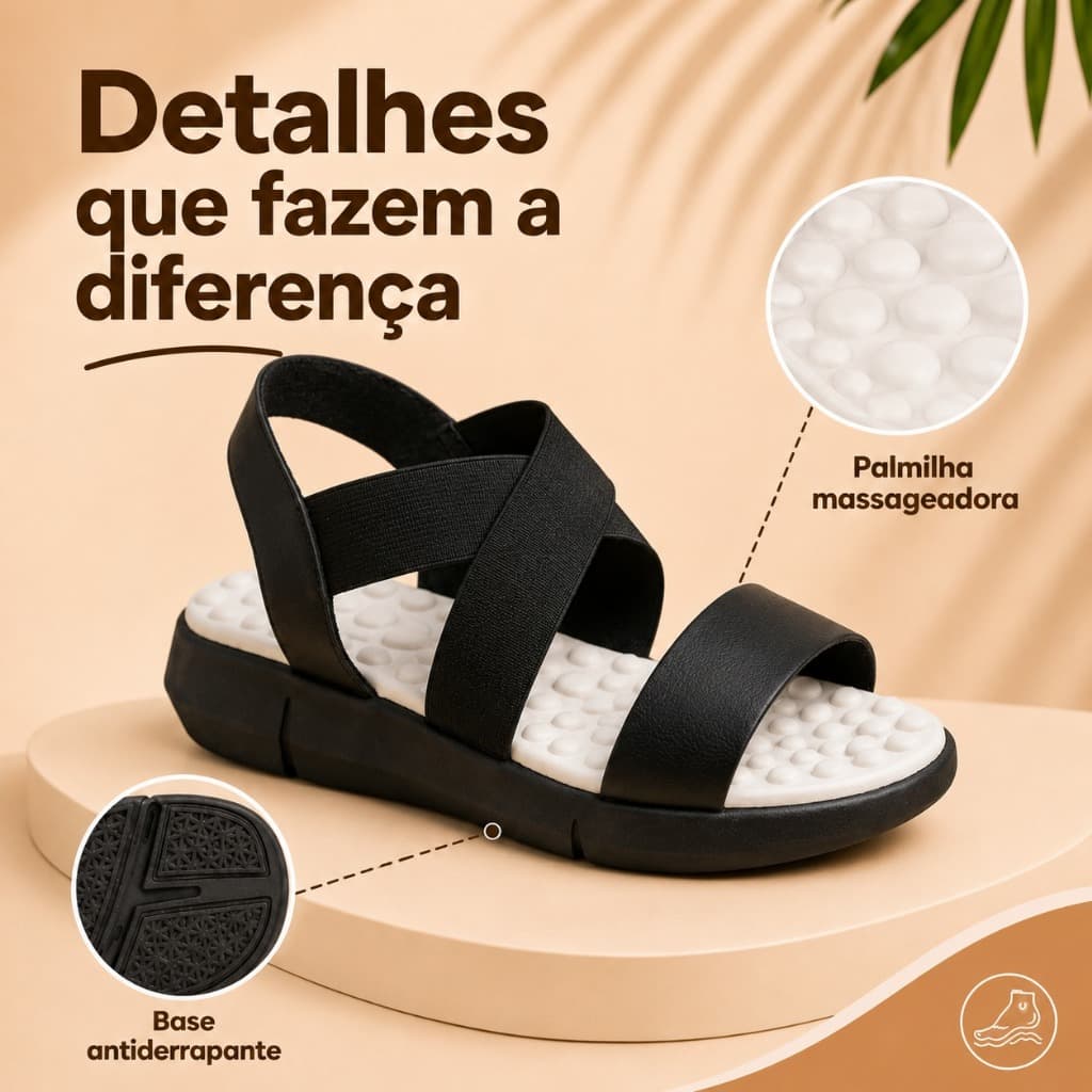 Sandália Feminina Ortopédica Ultra Conforto Original Tamanco Anatômico Massageador