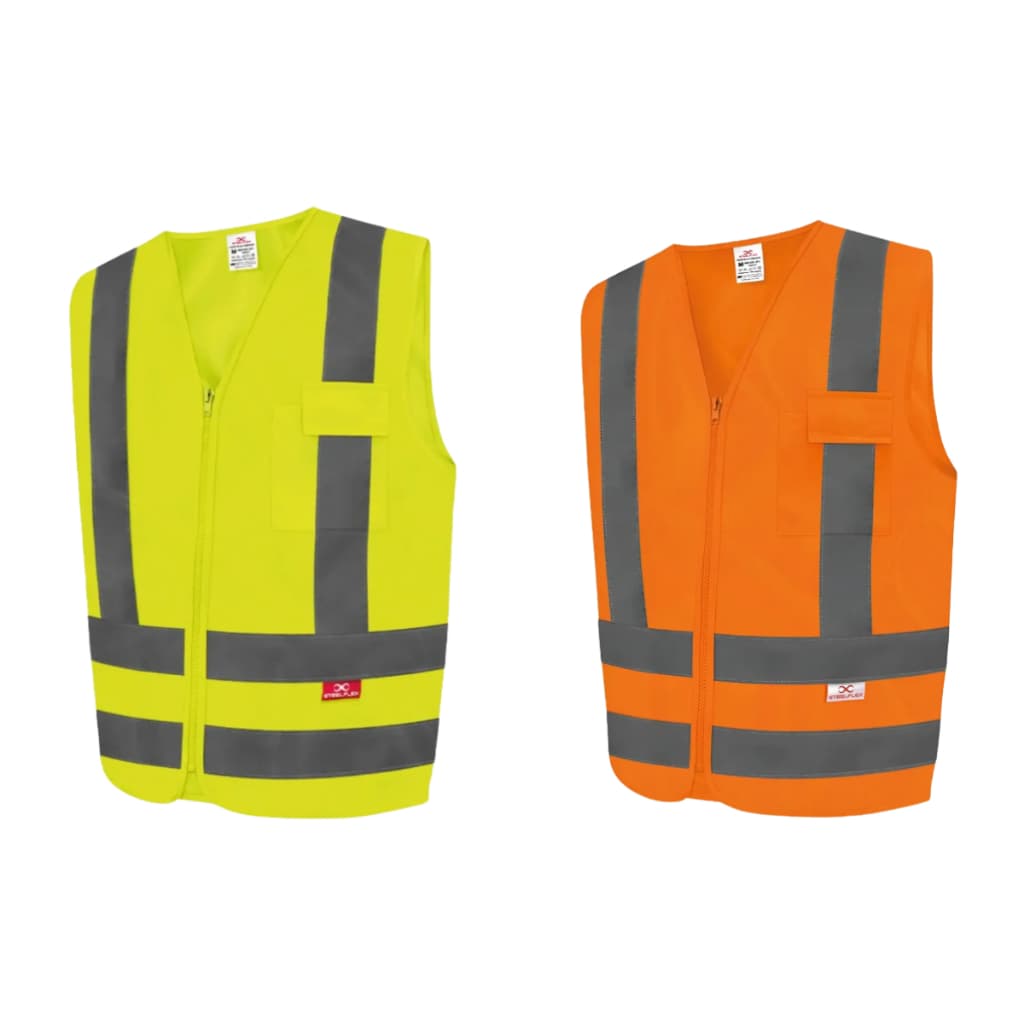 Colete Refletivo Amarelo/laranja Fluorescente Com 1 Bolso Liso para Proteção Steelflex