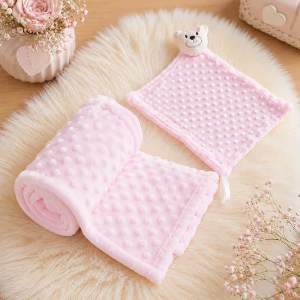 Manta Cobertor de Bebê c/ Naninha Para Menina Menino Infantil Mantinha Premium 02 Peças