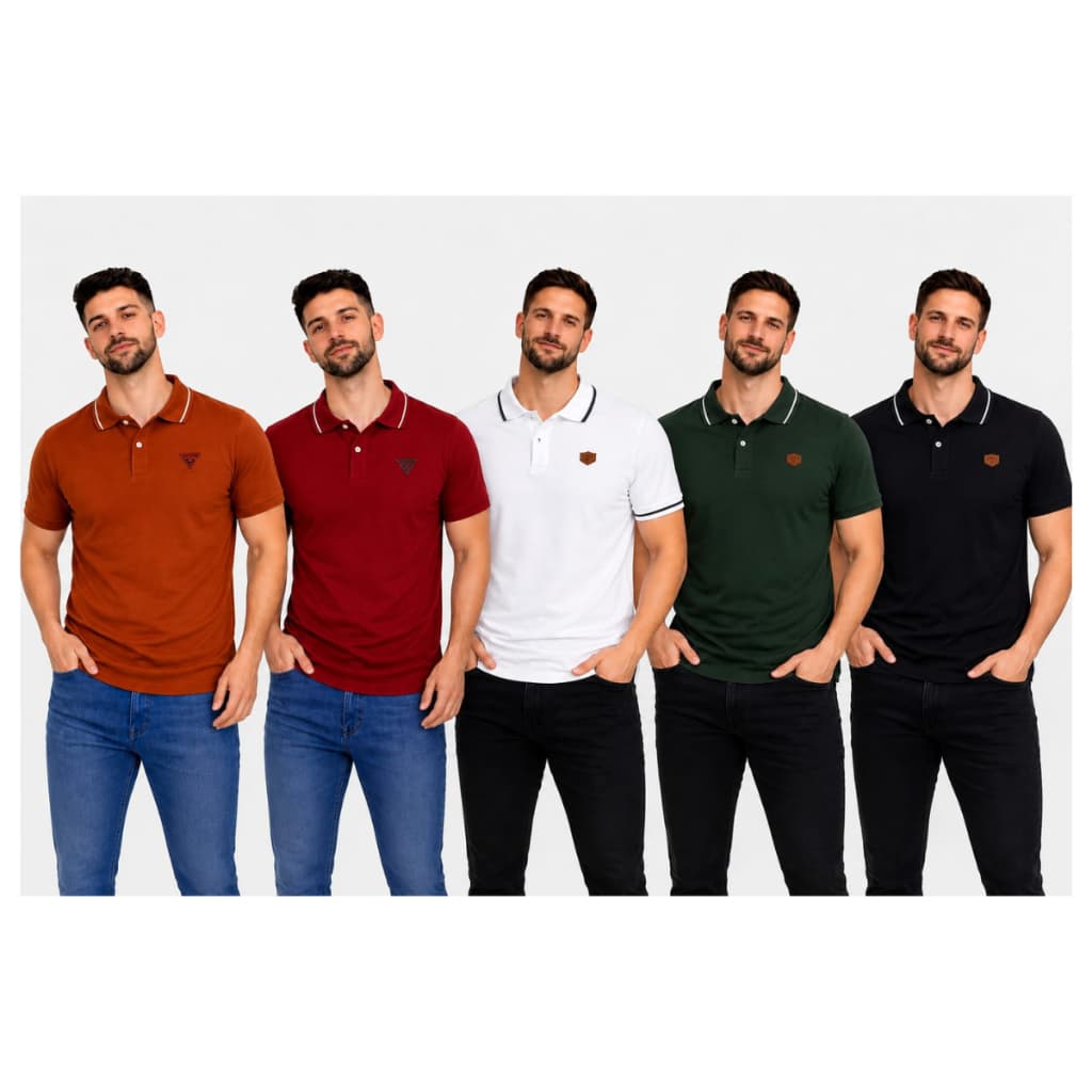 Kit 5 Camisas Polo Masculinas Premium 100%Algodão Bordadas Alta Qualidade