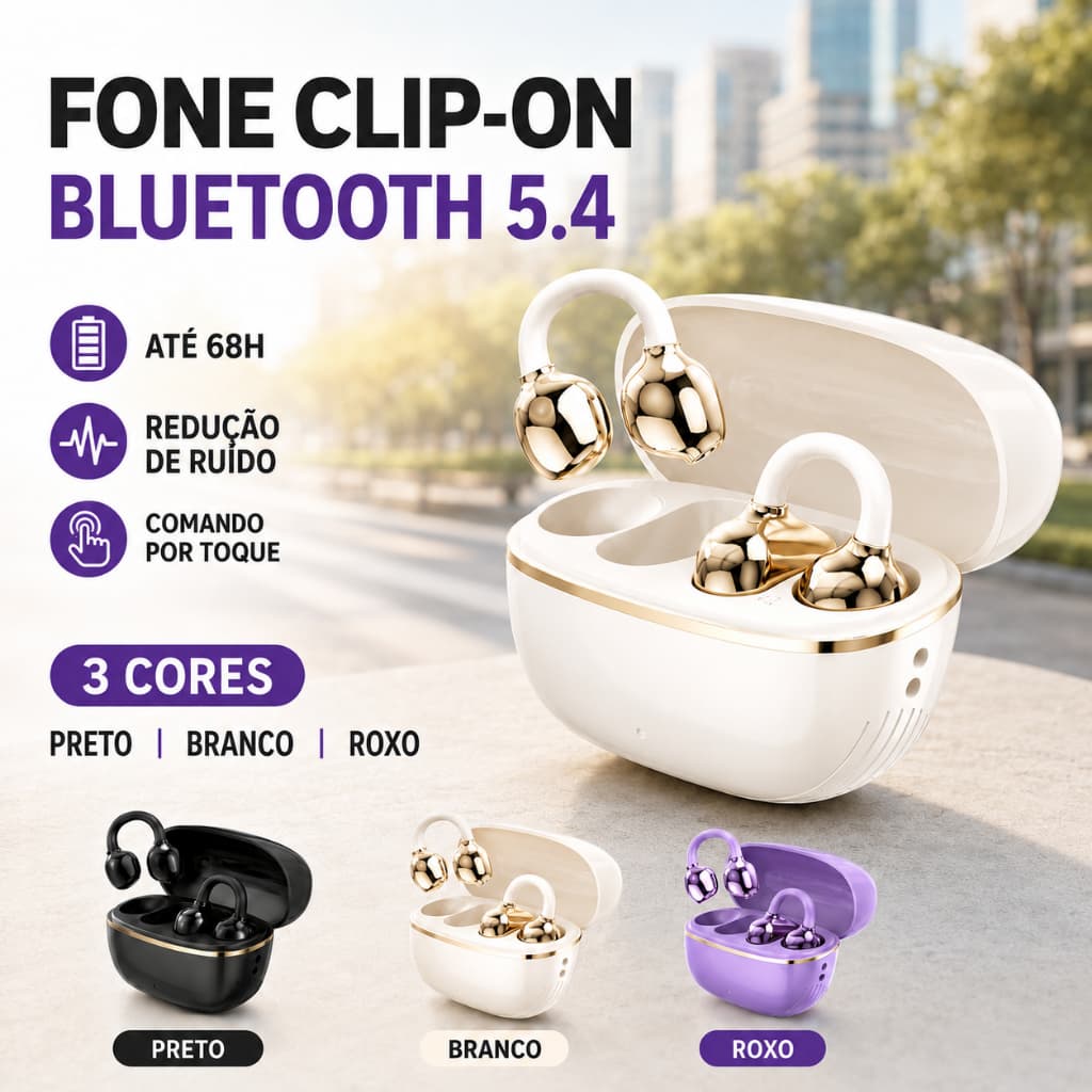 Fone De Ouvido Bluetooth 5.4 Toque DE Impressão Digital 68H Autonomia ANC Cancelando Ruído VIVA
