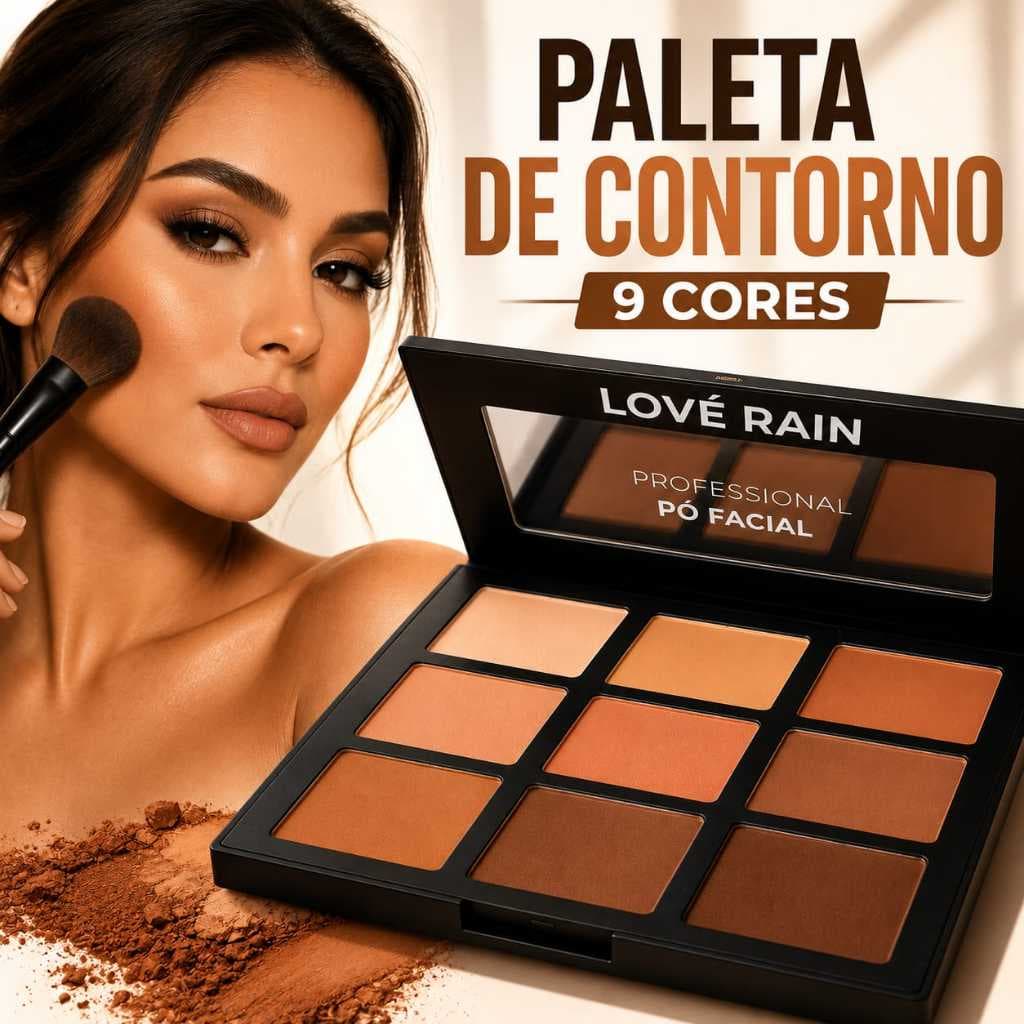 Pó Facial Matte Love Rain 9 Cores Iluminador Textura Ultra Fina Acabamento Profissional Disfarce de Maquiagem Completa
