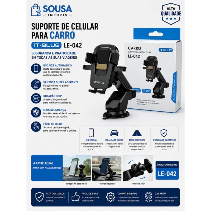 Suporte de Celular para CARRO - Suporte Veicular [IT BLUE LE-042]