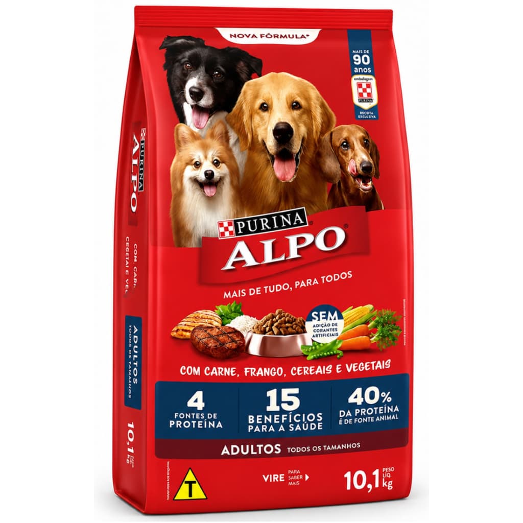 Ração Alpo Para Cães Adultos Todos Os Tamanhos Carne 10,1kg