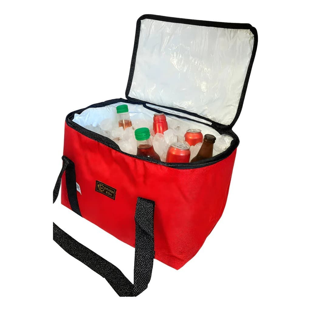 Bolsa Térmica Vermelha Grande Conserva Gelado Com Alça Reforçada Para Praia Viagem