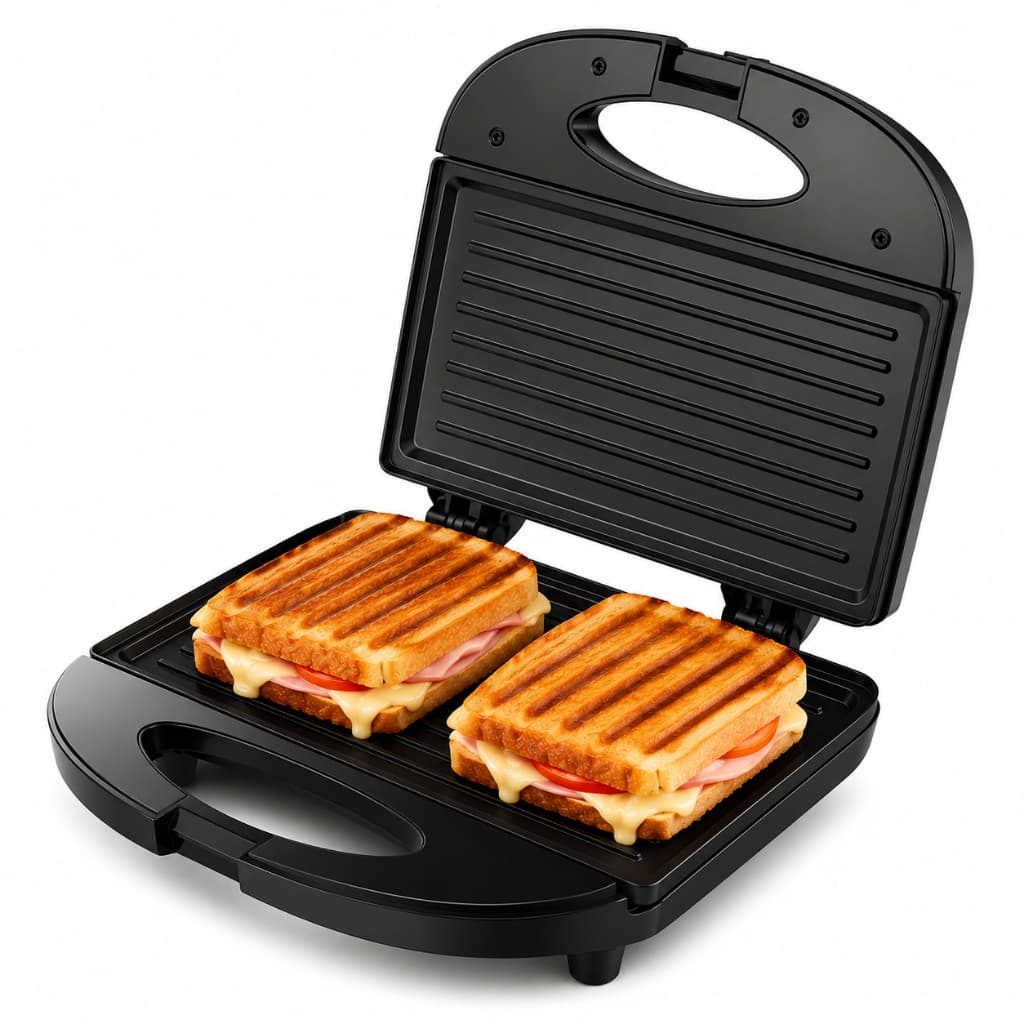 Sanduicheira Eletrica Kian Grill Antiaderente 2 Em 1 - 750w Preta - 127v