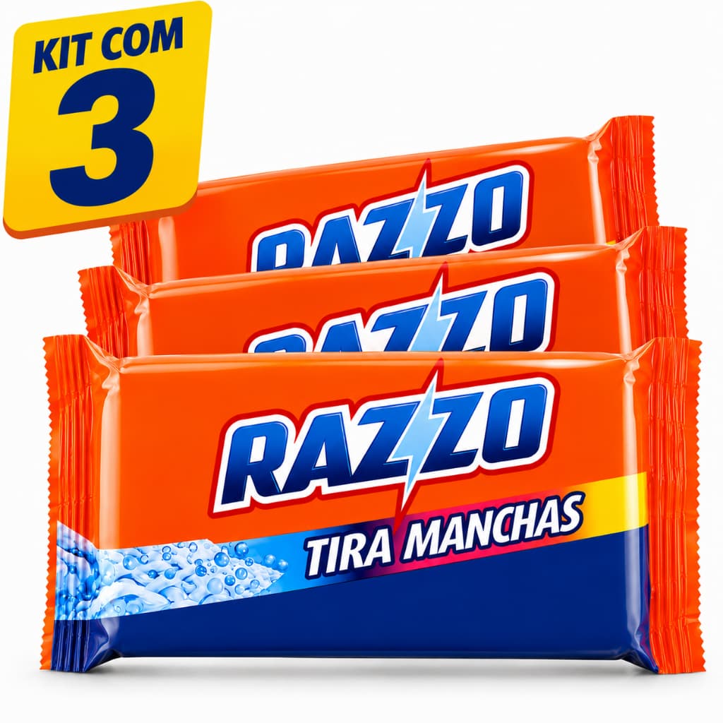 Kit 3 Sabão Tira Manchas Glicerinado 150g Tira Mancha Dificieis Razzo