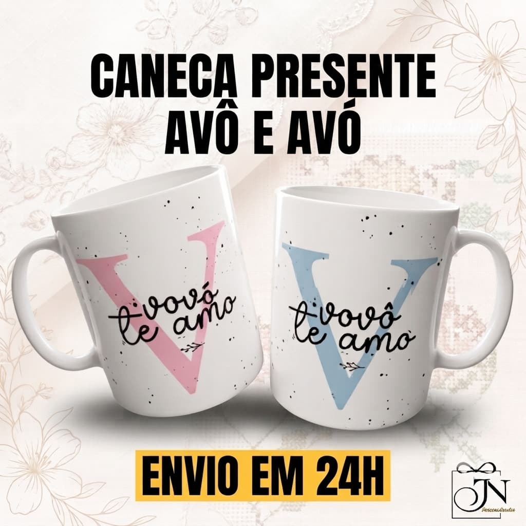 Caneca Personalizada Dia dos Avós Presente com Foto e Nome Lembrança Dia dos Avós Entrega Rápida