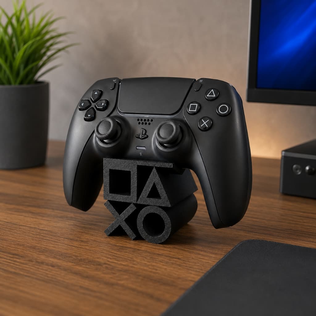 Suporte de Mesa para Controles PlayStation5  PS5 DualSense DS5 Organizador Preto Gamer para Setup
