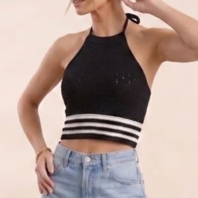 Cropped Tricô Modal Frente Única Verão Tendencia