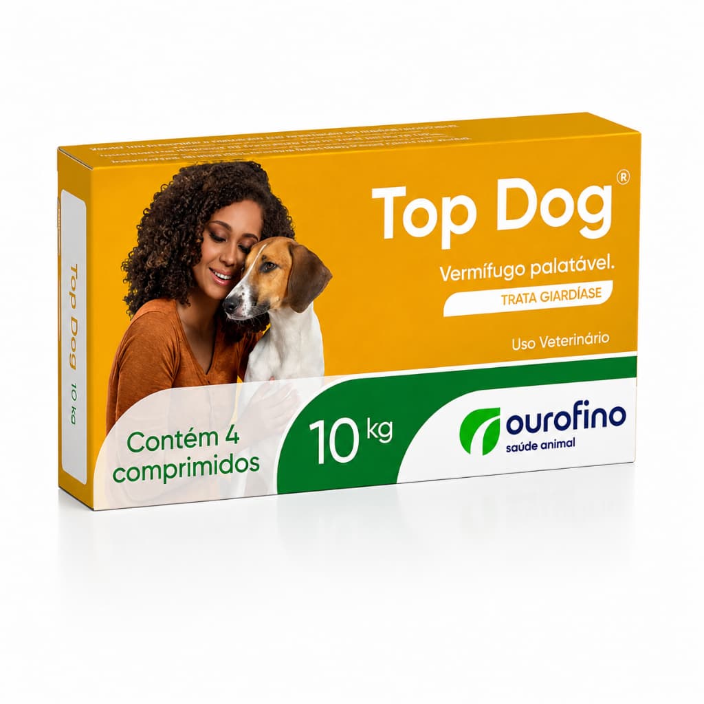 Ourifino Top Dog 10Kg Vermifugo Palatavel Trata Giardia Giardiase 4 Comprimidos