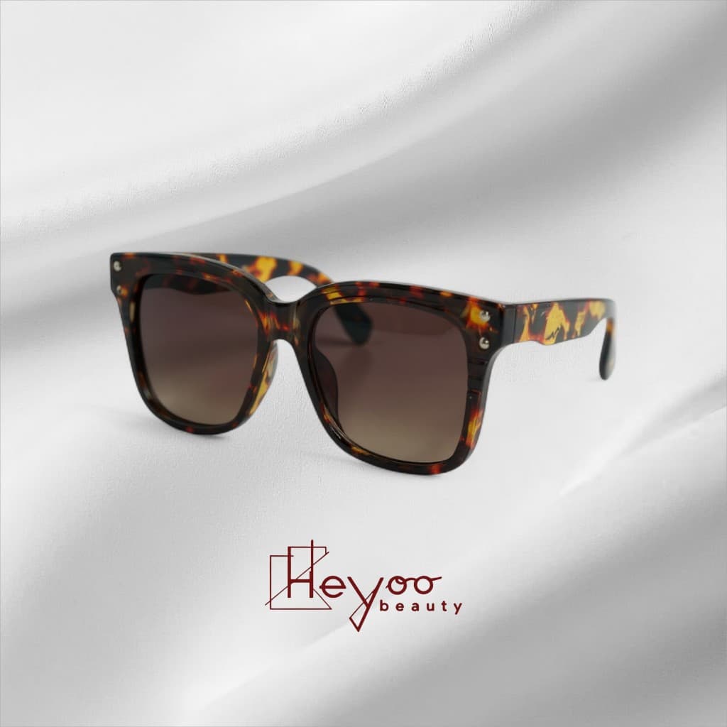 Heyoo Óculos de Sol Quadrado Oversized padrão tartaruga, estilo moderno Afina Rosto UV400 Polarizado