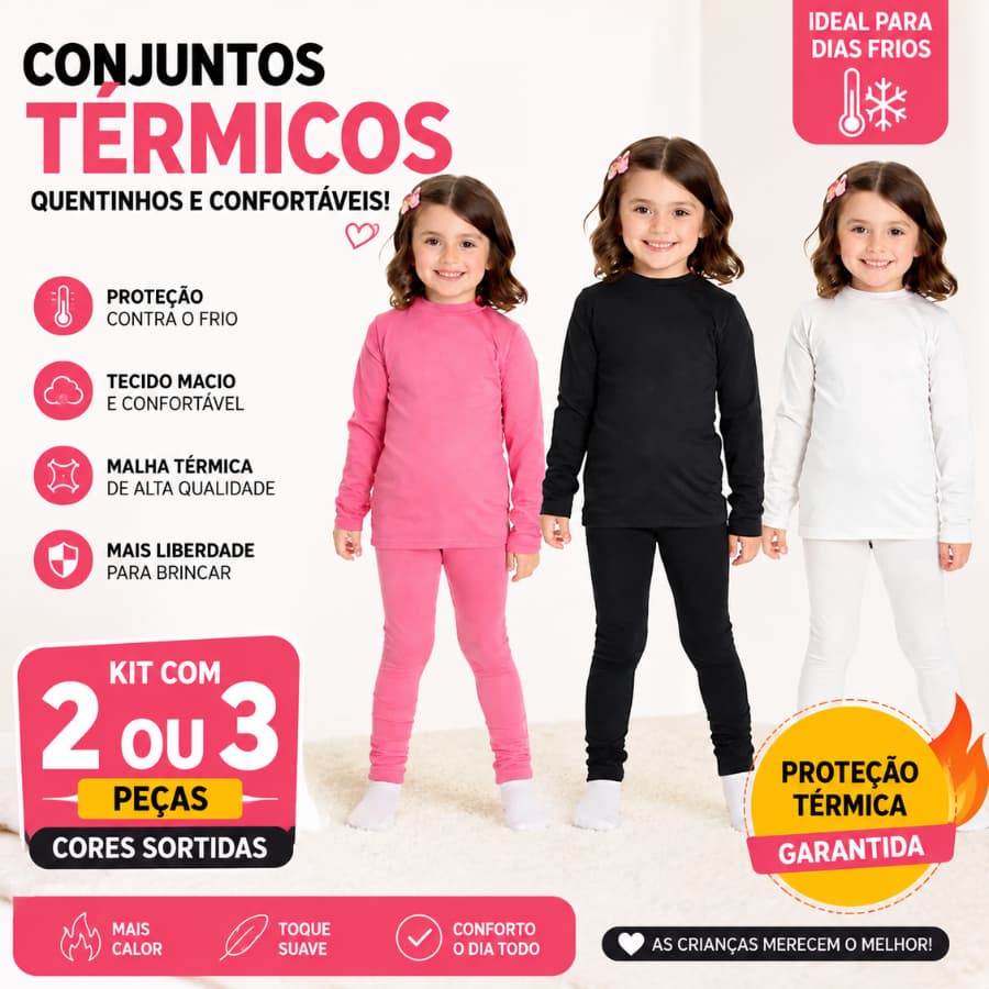 Conjunto Térmico Pelúciado Infantil Flanelado Juvenil  Menina Segunda Pele