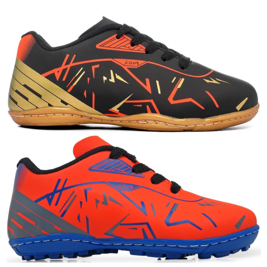 KIT 2 Pares Chuteira Infantil Masculina Quadra Campo -Material: Material Sintético 28 Ao 33