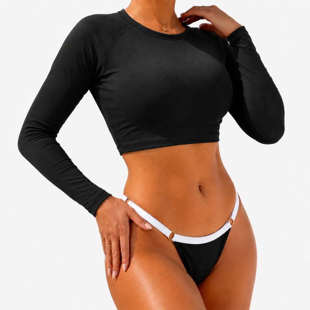 Conjunto Feminino Praia Manga Longa e Biquíni Luxo