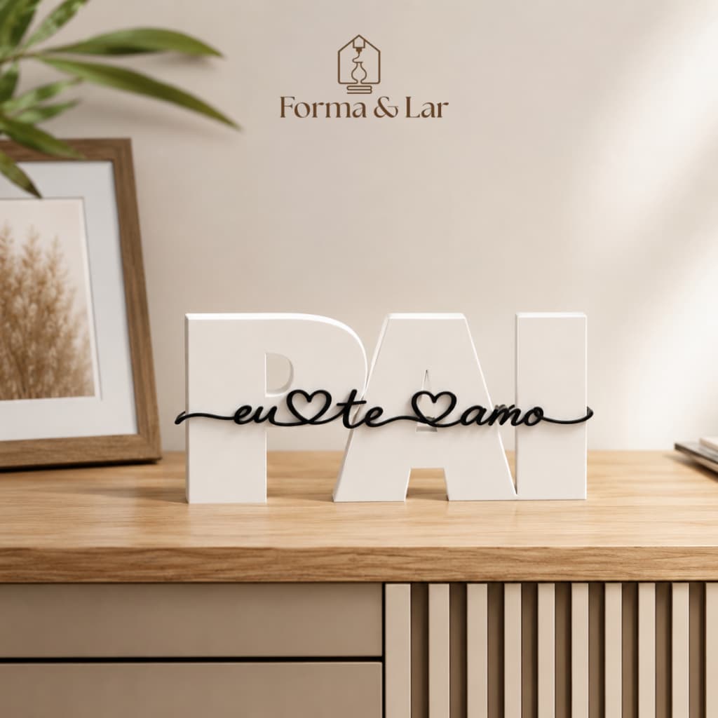 Placa Decorativa Pai Eu Te Amo Dia dos Pais Presente para Pai Decoração Quadro  Mesa Criativo Lembrança