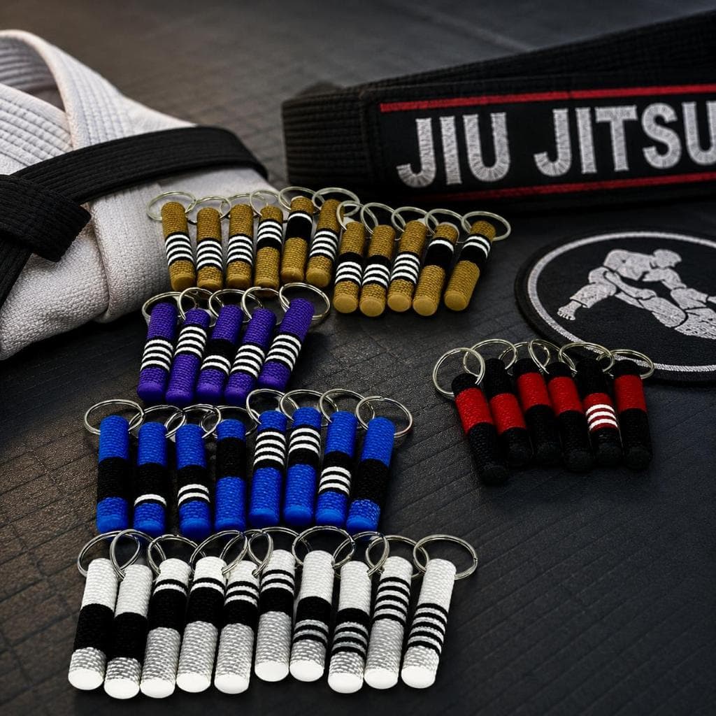 Chaveiro Faixa de Jiu-Jitsu Personalizável com Graus Removíveis – Presente Ideal para Atletas e Professores
