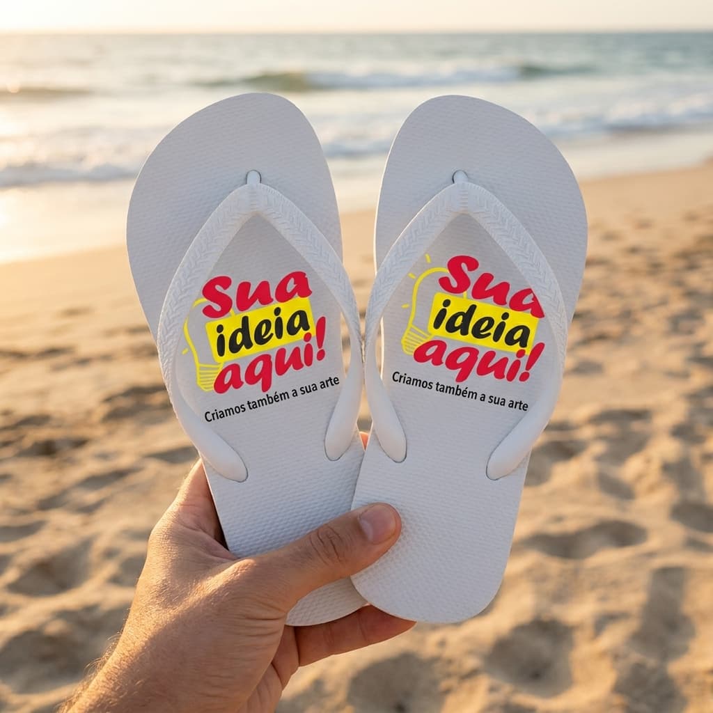 Chinelo Personalizado Sua Arte Foto Logo Frase Lembrancinha Casamento Eventos Brinde Sandália