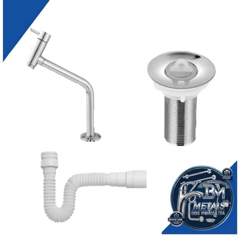 Kit Torneira Link em ABS para Banheiro Lavatorio+ Valvula e Sifão