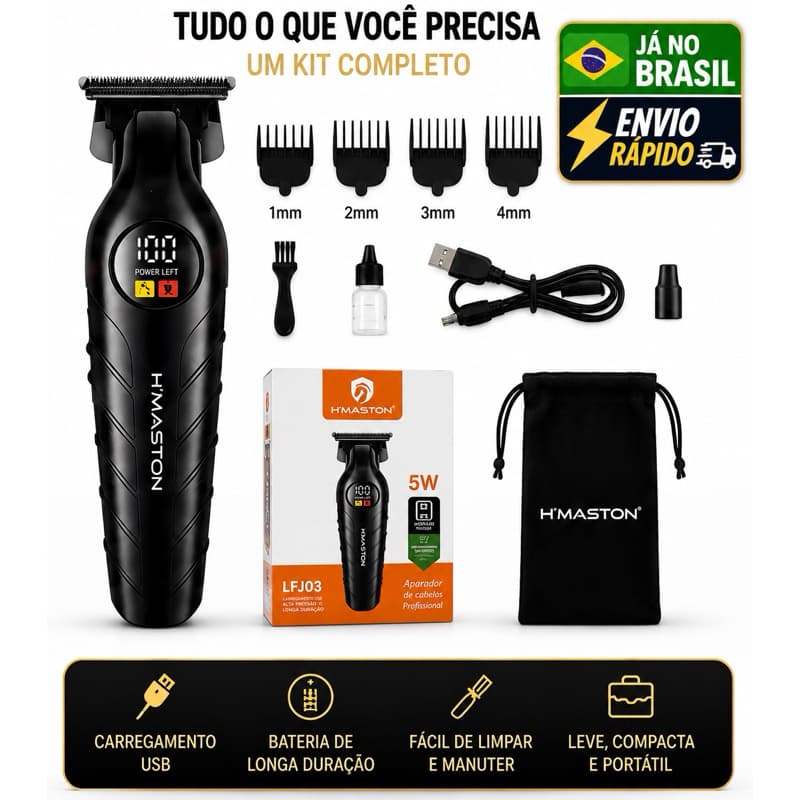 Máquina de Acabamento H’Maston LFJ03 Profissional 5W Visor Digital Sem Fio | Já no Brasil 🇧🇷 | Envio Rápido