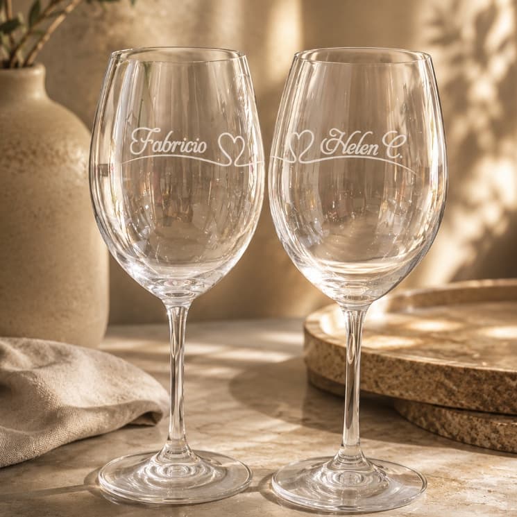 KIT - 06 Taças de Vinho 580ml - Cristal - Personalizada (TRANSPARENTE)
