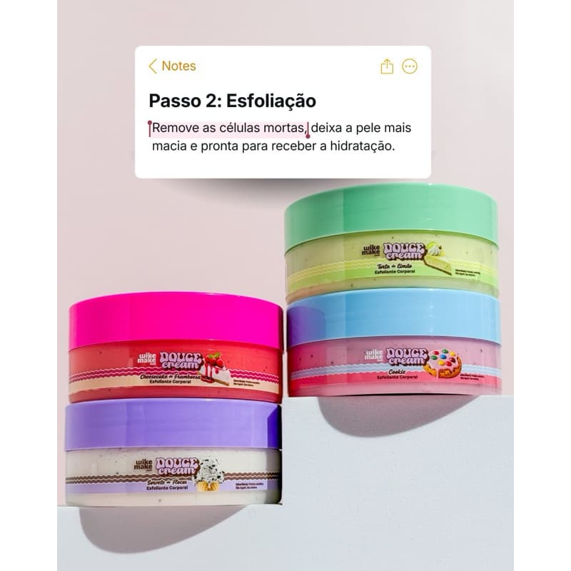 1 Esfoliante Corporal Wike Make Douce Cream Hidratante Pele Macia 150g Esfoliante Bem Docinho
