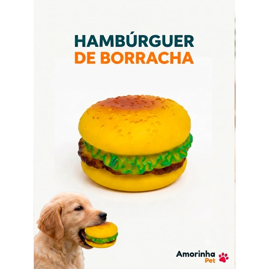 Brinquedo para cachorro hambúrguer mordedor Pet com Apito Plástico Atóxico Resistente Antiestresse