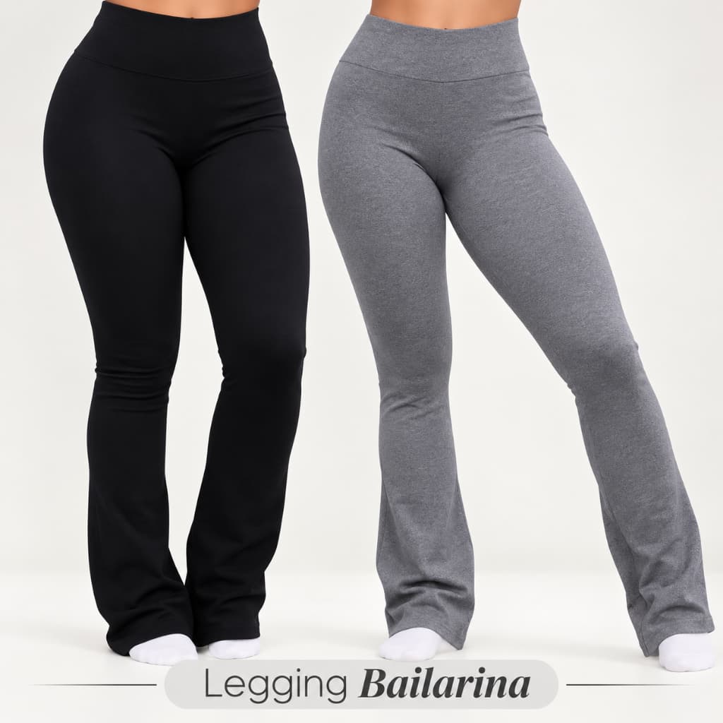 Calça Legging Flare Bailarina Cintura Alta Boca de Sino academia Zero Tranparência